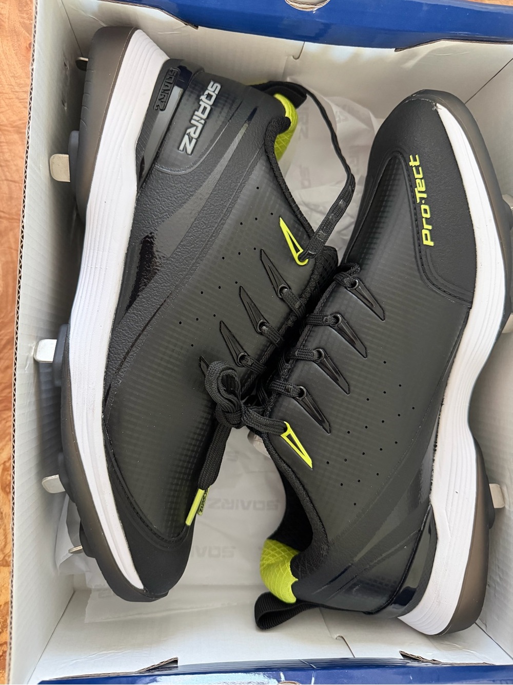 Sqairz Pro-Tec Black Athletic Sneakers with Neon Yellow Accents